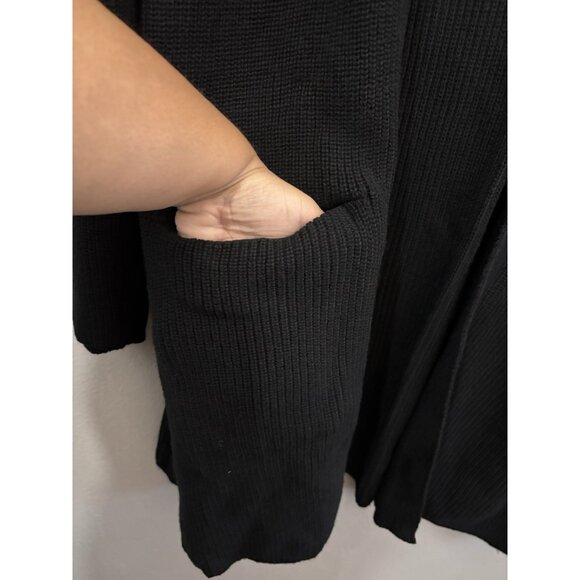 Gap Open Chunky Knit Black Sweater Cardigan Mid Length Women Large - Picture 4 of 11